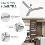 Polycab Superb Neo Star Rated, 1200mm Ceiling Fan For Home | High Speed & Air Delivery | Saves Up To 33% Electricity, 100% Copper, Rust-Proof Blades, 52 Watt, 2 years warranty【Cool Grey Silver】 - Image 3