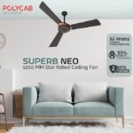 Polycab Superb Neo Star Rated, 1200mm Ceiling Fan For Home | High Speed & Air Delivery | Saves Up To 33% Electricity, 100% Copper, Rust-Proof Blades, 52 Watt | 2-yr Warranty【Jaco Bean Bronze Gold】 - Image 2