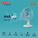 USHA Maxx Air Ultra Table Fan | 400MM Sweep Size | 1350_RPM | Aerodynamic Blade Design for High Air Delivery | Corrosion Protection with Plastic Blades | 3 Speed Settings | Light Blue - Image 4